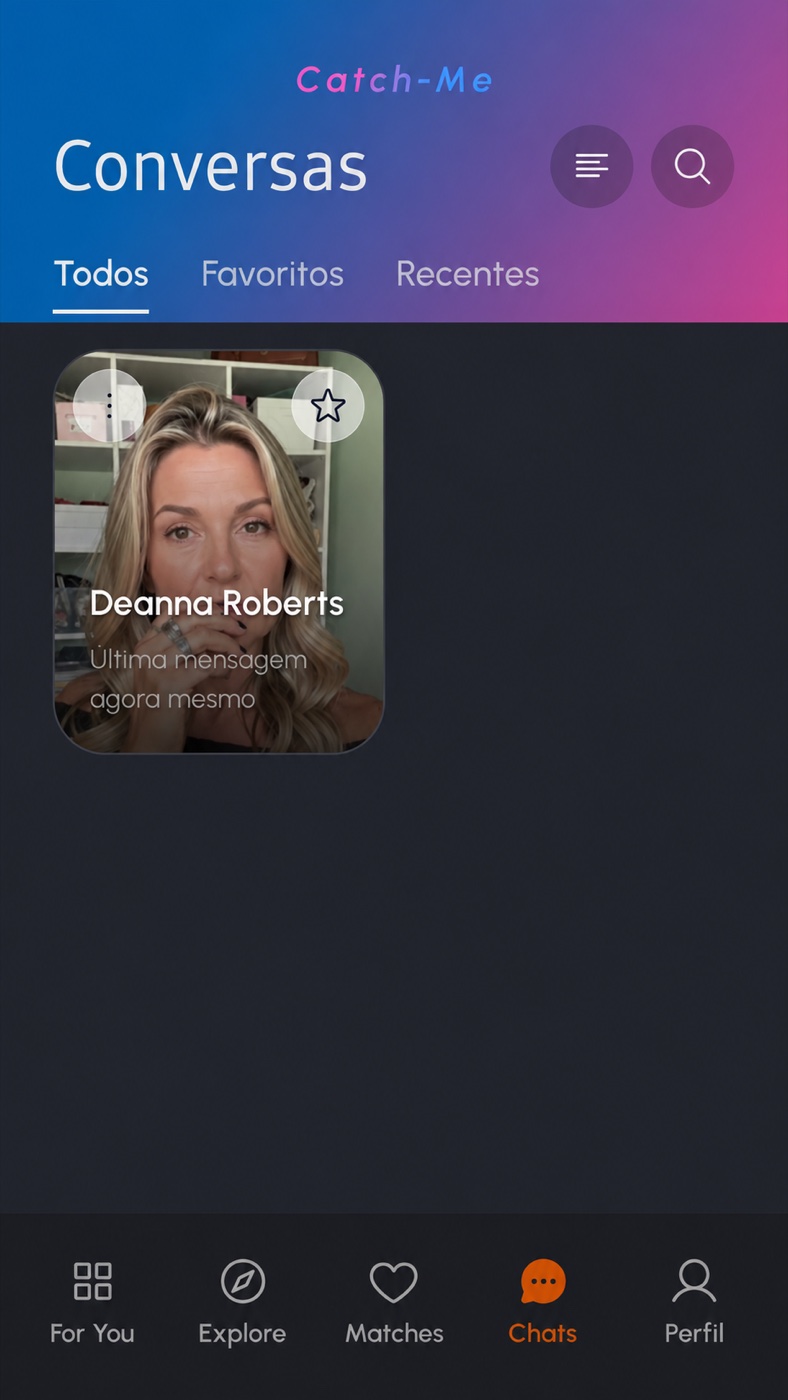 Tela de Conversas do Catch-Me com chats ativos